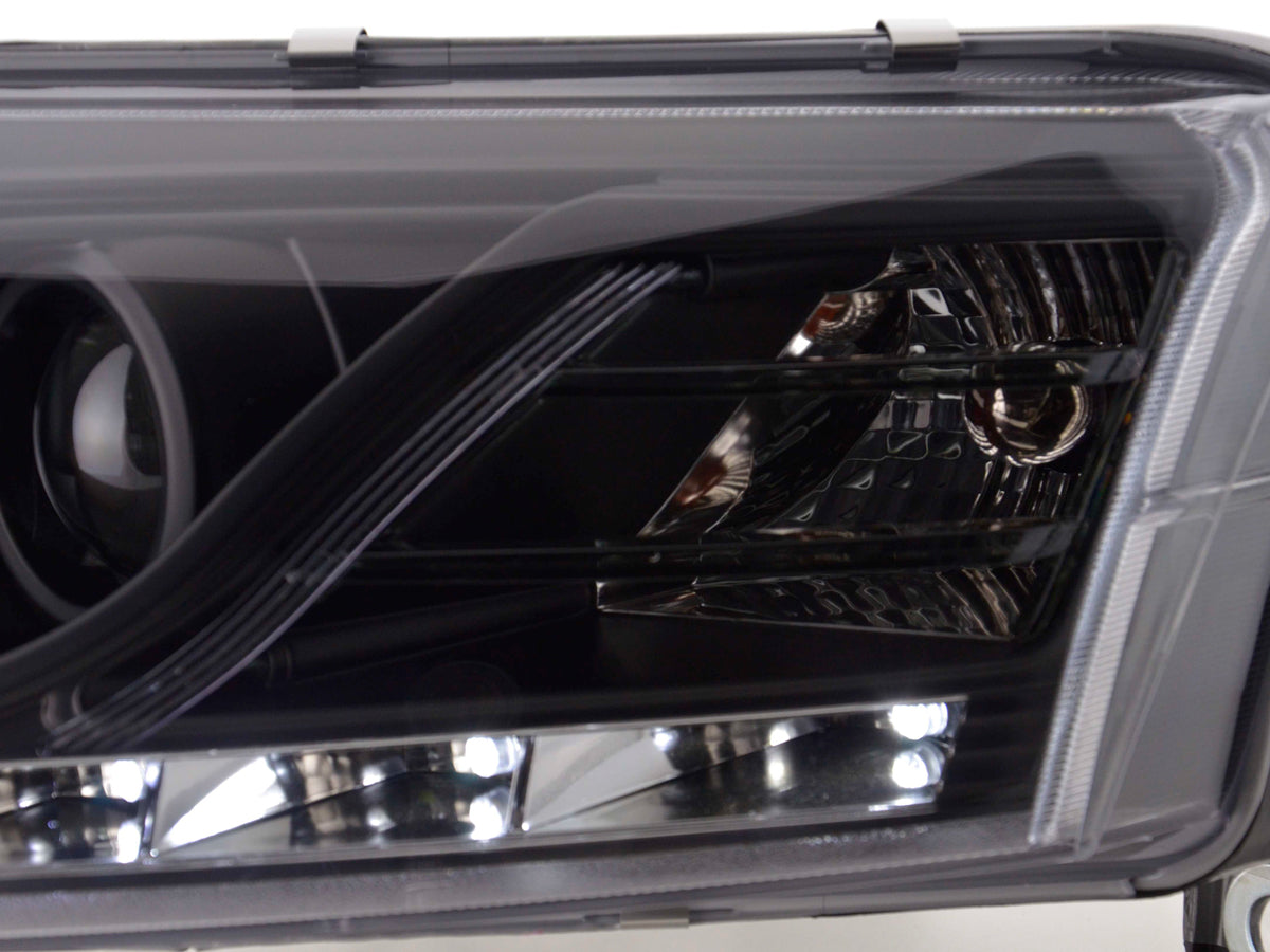 Scheinwerfer Set Daylight LED TFL-Optik Audi A4 Typ 8E 01-04 schwarz Scheinwerfer Set Daylight LED TFL-Optik Audi A4 Typ 8E 01-04 schwarz